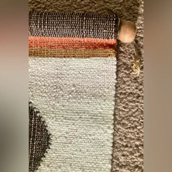 VTG Southwestern Wall Hanging Tapestry Boho Woven Wool Pottery MCM Earth Tones - Picture 5 of 11